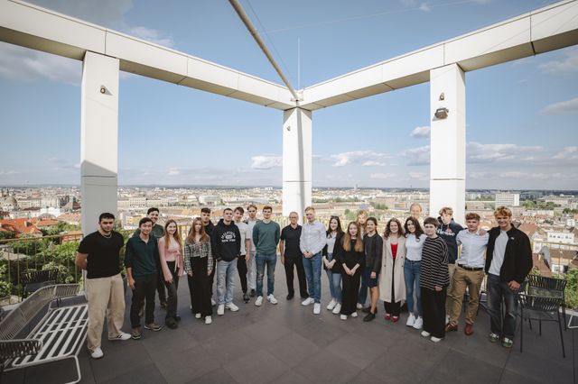 The ECC Hungary community on a rooftop terrace above Budapest
